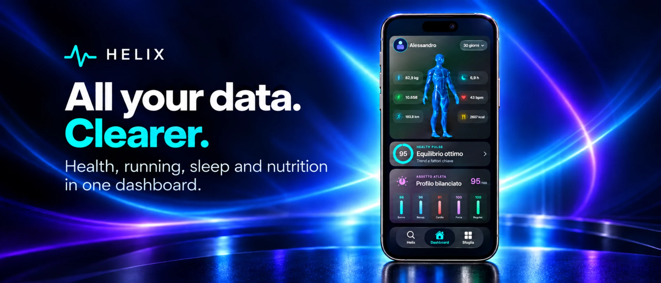Helix banner with a real app overview